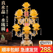 Led seven items of seven colored crystal glazed rotation for the Buddhas Lotus lamp Buddha for the lamp Guanyin Buddha Former long Ming lantern lotus lamp