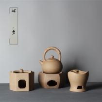 Lin Xi Japanese style rough pottery alcohol stove candle outdoor kung fu tea set cooking teapot warm tea mini pot outdoor stove