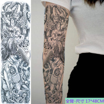 Full-arm waterproof tattoo stickers for men black and white impermanence Zhong Kui ghostbusters Kirin full-arm domineering big picture for women lasting