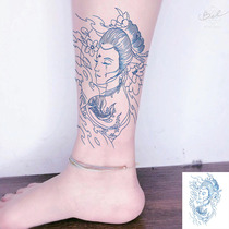 Cut line geisha waterproof tattoo patch half arm calf line tattoo color Phoenix tears geisha beauty cut flower arm