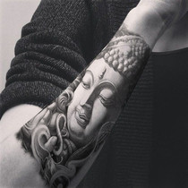 Flower arm waterproof tattoo stickers Big Day Buddha personality tattoo Arm calf Buddha head Lasting social person Diablo