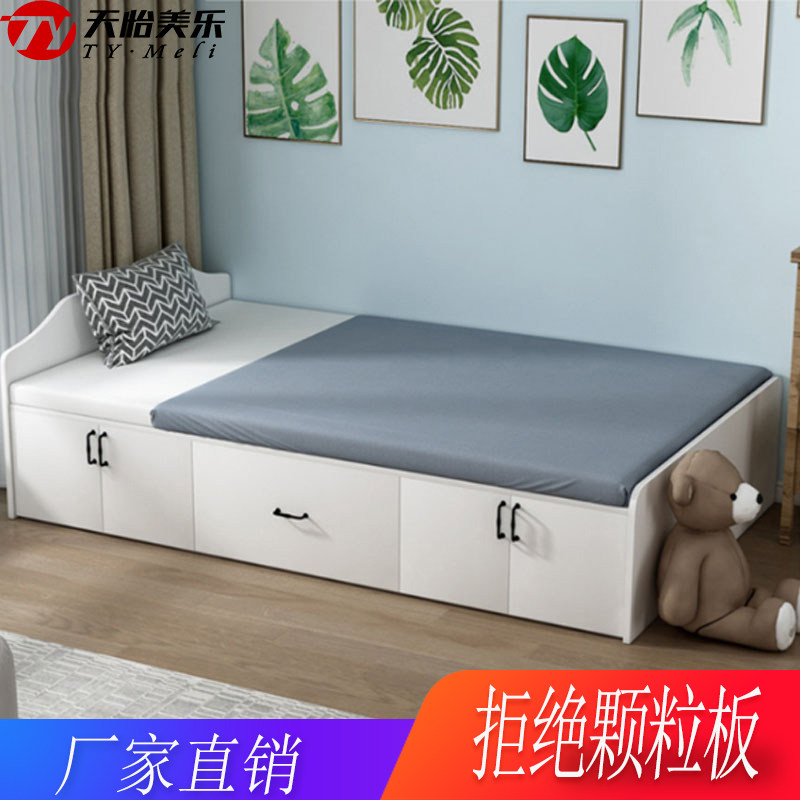 Solid wood single bed multifunctional Japanese tatami bed small apartment ins modern apartment drawer storage bed 1 2 meters