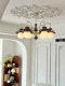 French Mid-Century Style Solid Wood Living Room Chandelier, American Retro Glass Magic Bean Creative Dining Room Study Master Bedroom Room Lamp