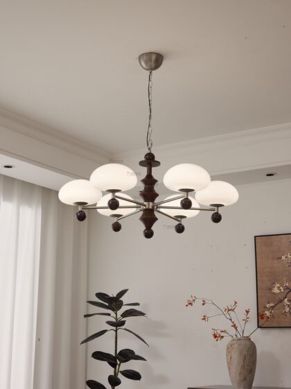 French-Style Mid-Century Living Room Chandelier with a High-End Feel, American Retro Style, Solid Wood Dining Room, Master Bedroom Glass Chandelier