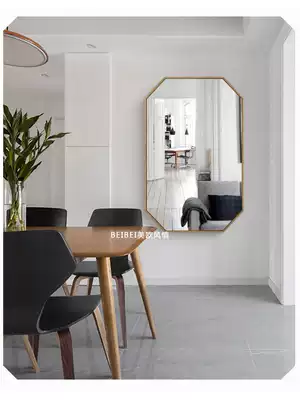 Nordic creative diamond mirror wall-mounted porch mirror octagonal dressing room mirror cosmetic mirror bathroom mirror