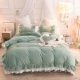 Ấm áp mùa đông lông cừu dày san hô flannel cashmere giường ngủ ở một gia đình bốn flounced váy công chúa ngủ phong cách quilt - Váy Petti ga giường có viền