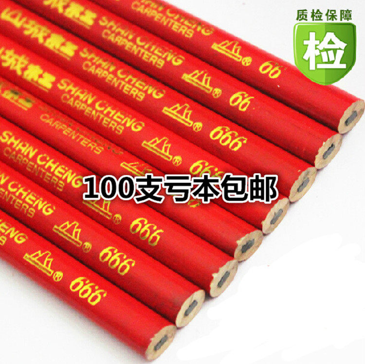 Shancheng brand woodworking pencil thick core red and blue two-color full red flat round octagonal woodworking special scribing pencil