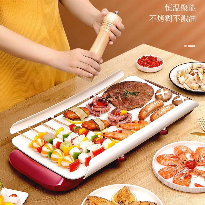 Korean barbecue oven home barbecue machine Korean smokeless barbecue plate electric grill ceramic non-stick barbecue pot teppanyaki