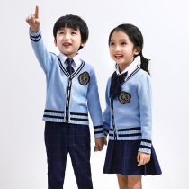 Childrens school uniform set Kindergarten garden uniform British style primary school class uniform Three-piece set Sports chorus suit Spring and autumn