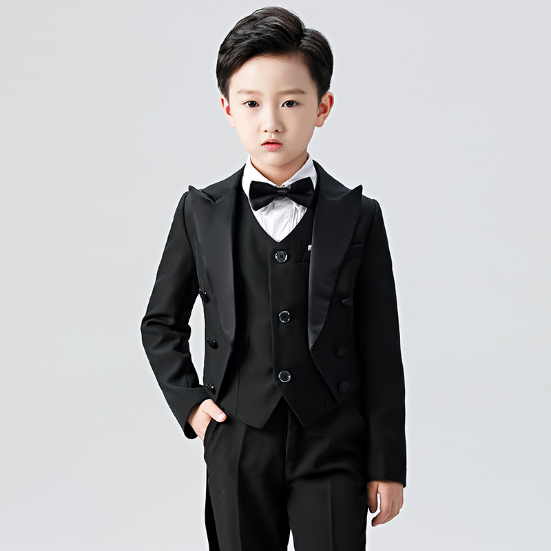 Trẻ em ăn mặc cậu bé tuxedo hoa trẻ em phù hợp với phù hợp với đàn piano cưới chủ showsuit showsuit.