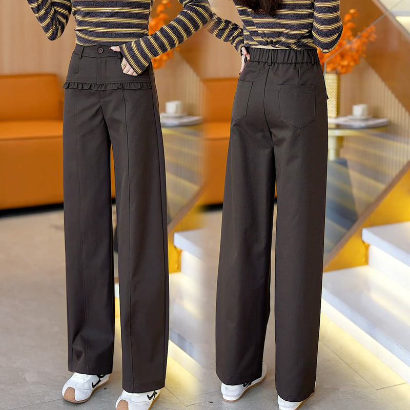Autumn New Arrivals This Year's Popular High-Waisted Straight Wide-Leg Pants Women's Casual Pants Scimitar Pants Long Pants Lace Pants