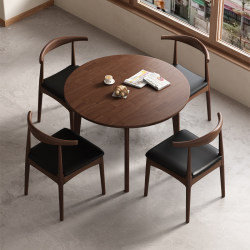 Solid Wood Small Round Table Dining Table and Chair Set, Round Small Apartment Home Balcony Small Tea Table, Café Table