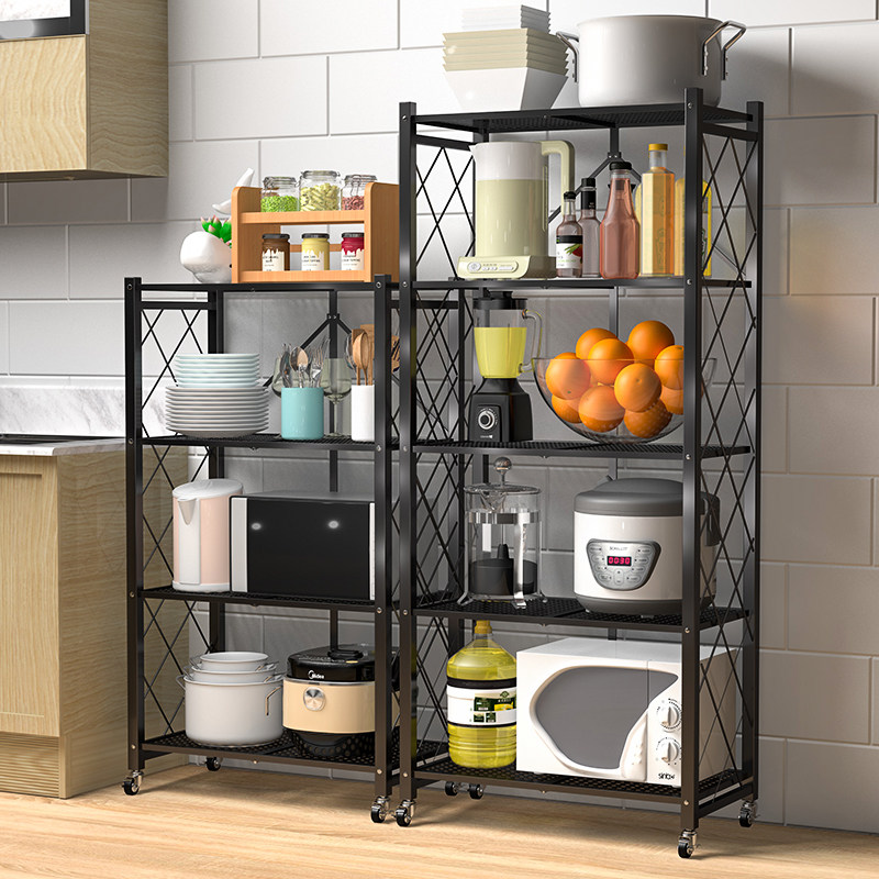 Kitchen shelving floor multilayer free of mounting stainless steel folding microwave oven Oven Removable Shelving