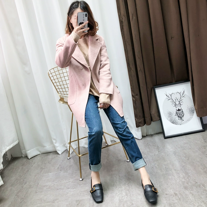 Phúc lợi chống mùa Han Fan tính khí lỏng lẻo phần dài hai mặt áo khoác retro phù hợp với cổ áo len 20476 - Accentuated eo áo