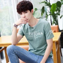 Mens T-shirt short sleeve thin student short axis T blood clothes slim social person handsome cheap shirt trend