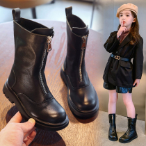  British Next alice girls Martin boots cowhide 2021 autumn and winter new British style childrens mid-tube boots tide