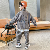 Next alice boy set 2021 Spring and Autumn New Korean leisure children reflective bear sports two-piece set