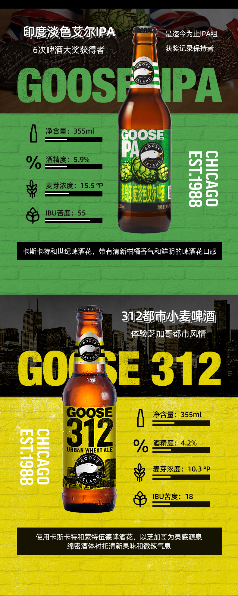 百威英博 GOOSE ISLAND 入门级精酿啤酒组合 355ml*12瓶 图3