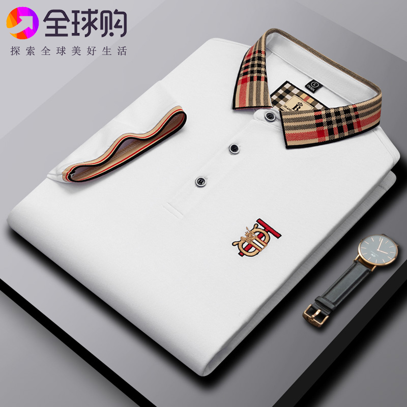 British Burberry-Style Lapel Cotton Polo Shirt for Men, New Summer Trendy Brand Short-Sleeve Embroidered T-Shirt Top British Burberry-Style Lapel Cotton Polo Shirt for Men, New Summer Trendy Brand Short-Sleeve Embroidered T-Shirt Top
