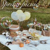 Fan-style picnic-in-the-wind white picnic cloth pure color photo-prop Japanese style idylo-spring tours to the green pure white picnic