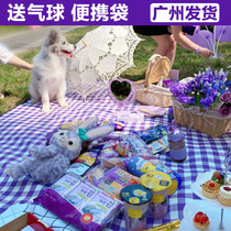 Purple White Picnic Picnic Mat Moisture-proof outdoor cushions Thickened Portable Waterproof Camping Wild Cooking Picnic Cloth