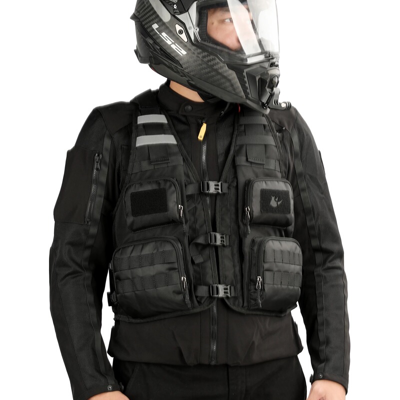 Rhinowalk Cycling Vest Motorcycle Multi-Pocket Mesh Vest Can Hold Water Bladder and Helmet