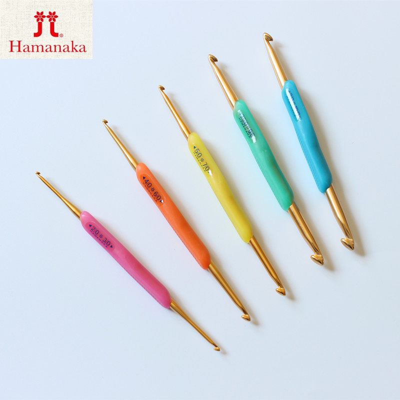 Japan Import weaving tool Hamanaka and lina card Colour double head non-slip resin hook needle
