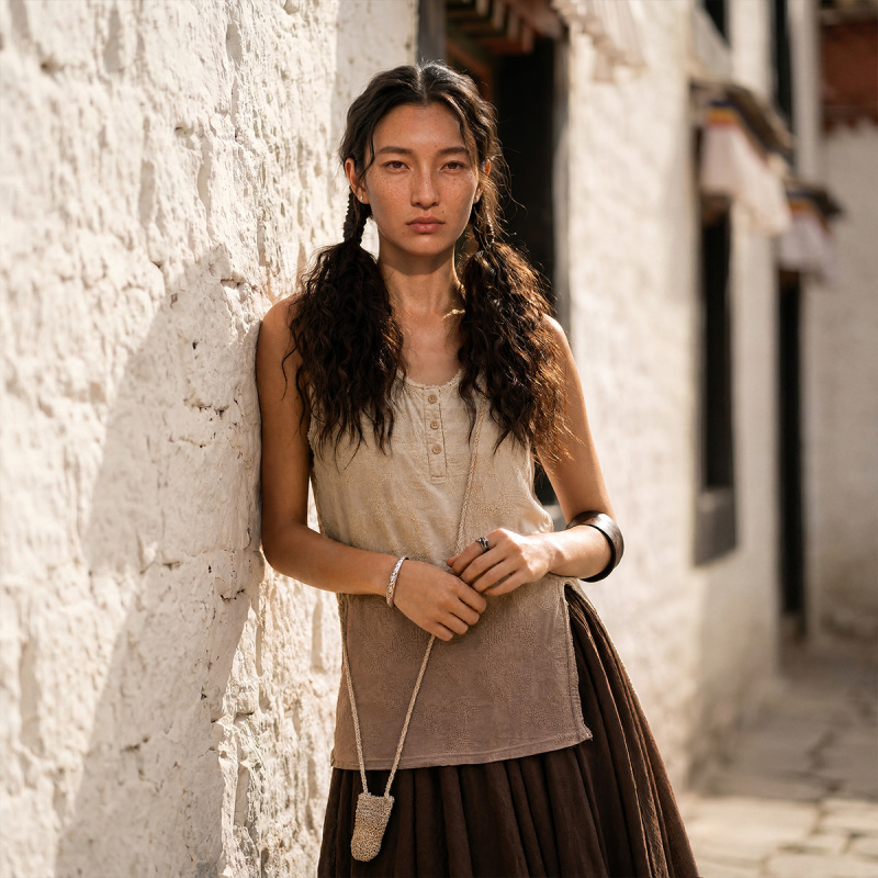 Catalpalew'Westward' Ruisheng Aesthetics Plant-Dyed Gradient Color Embroidered 100% Cotton Vest