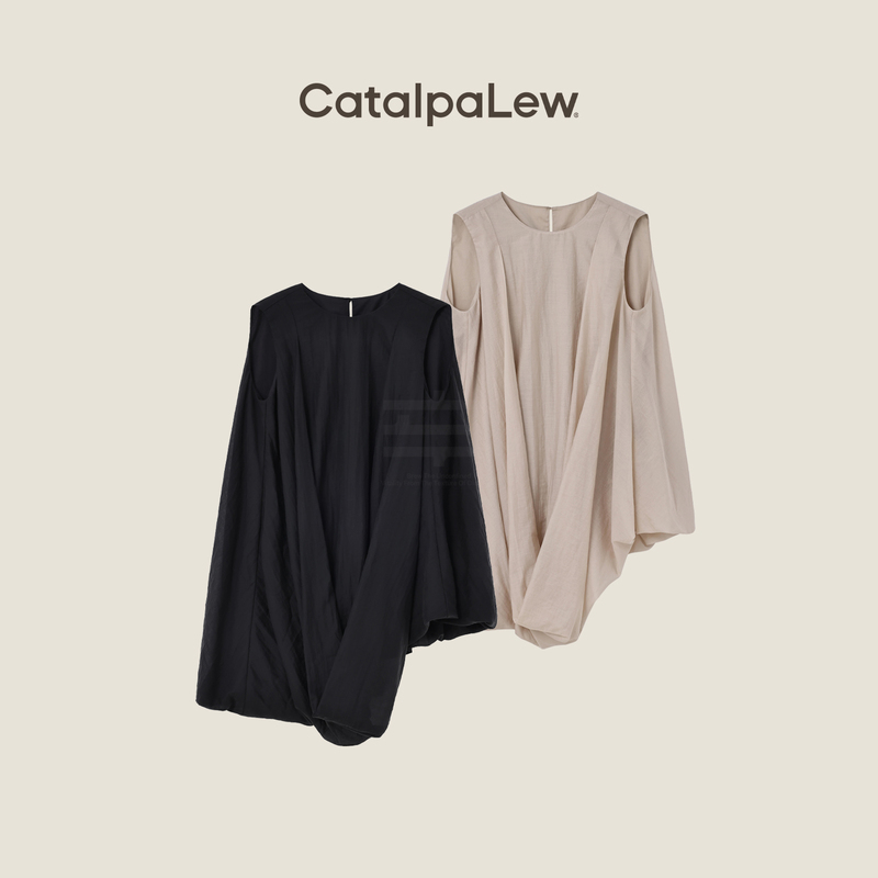 Catalpalew'Moonlight Spring' Ruisheng Aesthetics Tencel Irregular Round Neck Loose Vest