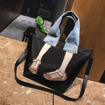 Single shoulder cloth bag Girl 2021 new tide Han version Embroidery Fashion 100 Hitch Satchel Commuter Large Capacity Tote Bag