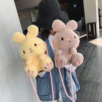 Plush Bag Pack Woman 2021 New Tide Han Version 100 Hitch Yoga Girl Cute Cute Cute Rabbit Doll Single Shoulder Inclined Satchel Bag