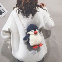 Japanese cartoon plush chain sling bag 2021 new cute furry buddy teenage penguin bag bag