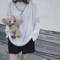 Small Bear Chain Bag Pack Woman 2021 New Tide Cartoon Doll Plush Small Satchel Cute Teenage Girl Single Shoulder Inclined Satchel Bag