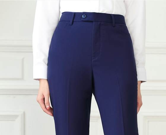 新款别克4S店西裤宝蓝色修身西装裤弹力免烫男西裤别克女长裤工装