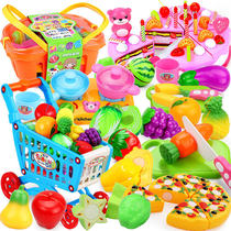  Cut fruit toys Childrens fruits and vegetables cut le cut look at the little girls house toys 1-2-3 years old male