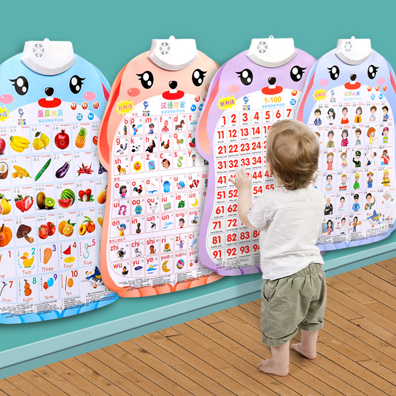 Baby Enlightenment Sound Flip Chart Sounding Children's Early Education Literacy Phonetic Digit Cognition Pinyin Alphabet Wall Sticker