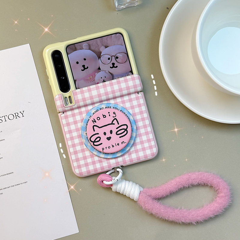 Suitable for Huawei Purax Phone Case, Full-Cover Magnetic Cat Stand, Purax Collector's Edition Small Folding Screen Protective Case, Leather Hand Strap, Hinge Anti-Drop Shell, New Stylish Design for Men and Women