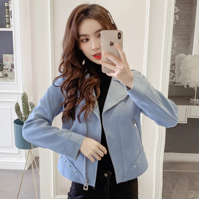 Small jacket 2022 autumn and winter new design suede all-match long-sleeved niche short coat top women's clothing