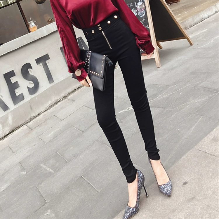 Mùa thu đông 2018 mới của phụ nữ Phiên bản Hàn Quốc của quần legging đen mỏng nữ có eo cao là quần skinny bút chì nữ