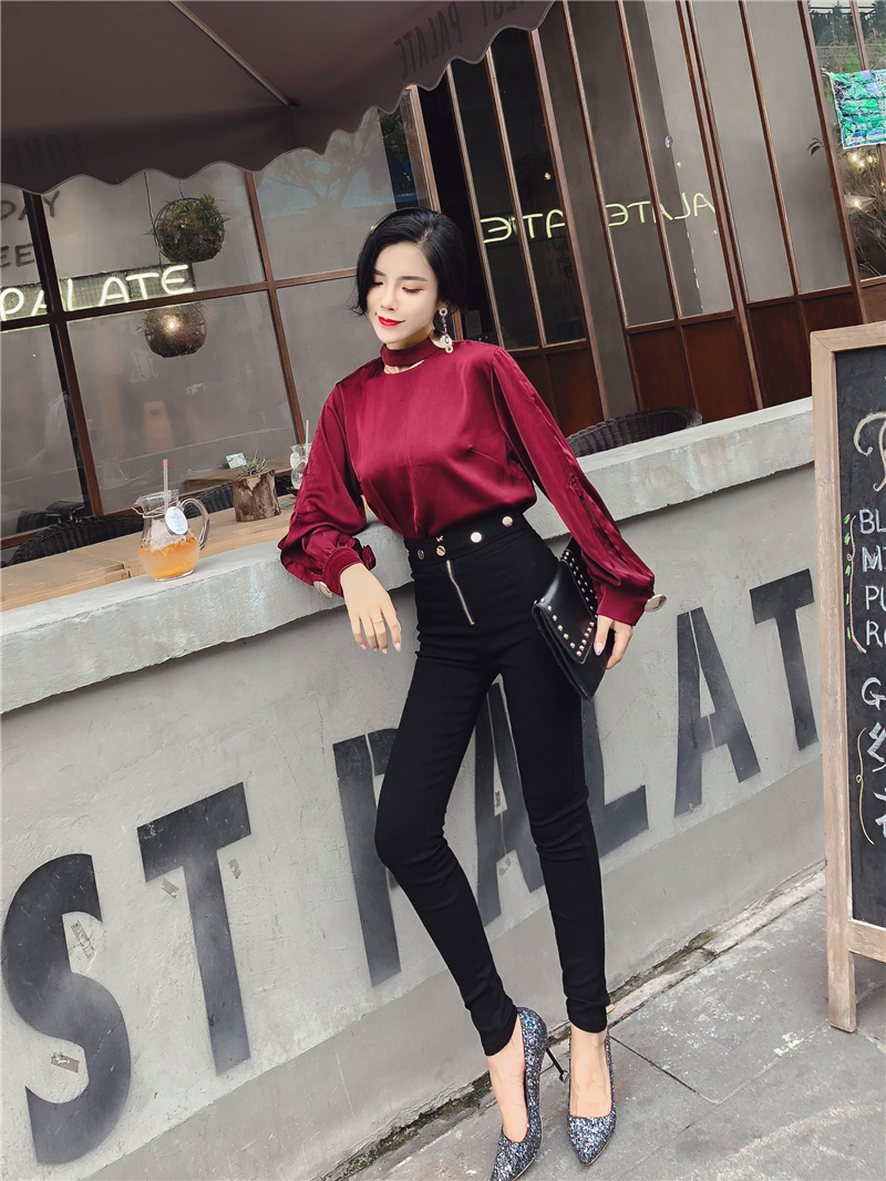 Mùa thu đông 2018 mới của phụ nữ Phiên bản Hàn Quốc của quần legging đen mỏng nữ có eo cao là quần skinny bút chì nữ quần ngố nữ