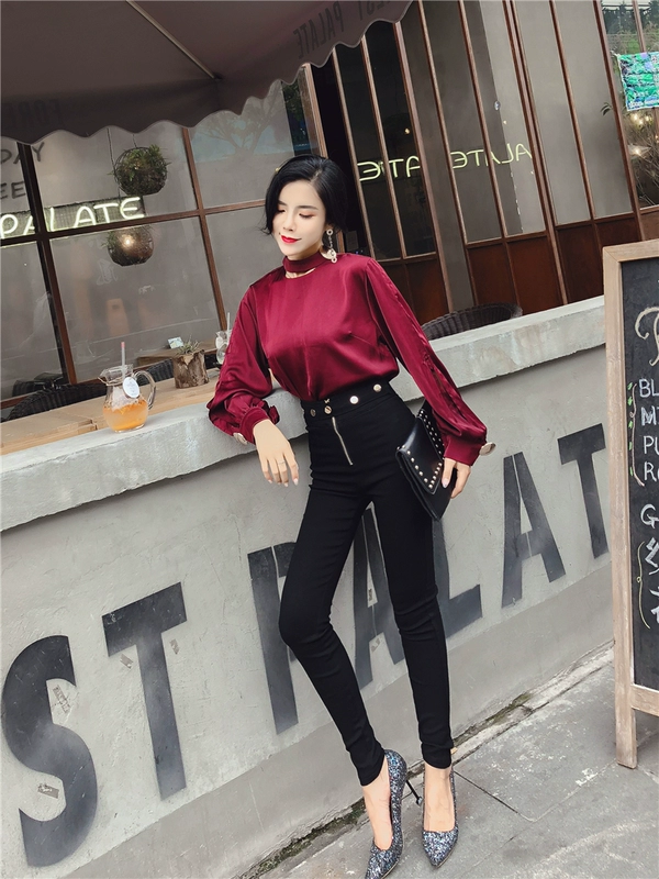 Mùa thu đông 2018 mới của phụ nữ Phiên bản Hàn Quốc của quần legging đen mỏng nữ có eo cao là quần skinny bút chì nữ quần lót lông cho nữ