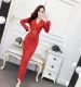 Phụ nữ mùa thu 2018 mới phù hợp với khí chất của Hàn Quốc cổ áo dài tay thon gọn túi hông hươu váy dài Pháp váy hoa dáng dài