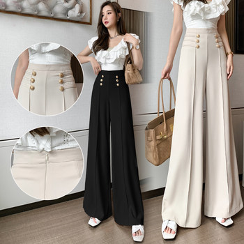 Wide-leg pants women's high waist sagging 2022 new black flared pants women's straight slim trousers casual pants women's trousers