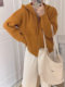 Solid color large pocket hooded zipper cardigan women's autumn 2022 new warm sweater coat loose version top