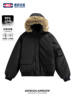Geniolamode American Retro Fur Collar Parka down Jacket for Men, Winter Warm 90% White Duck down Workwear Coat