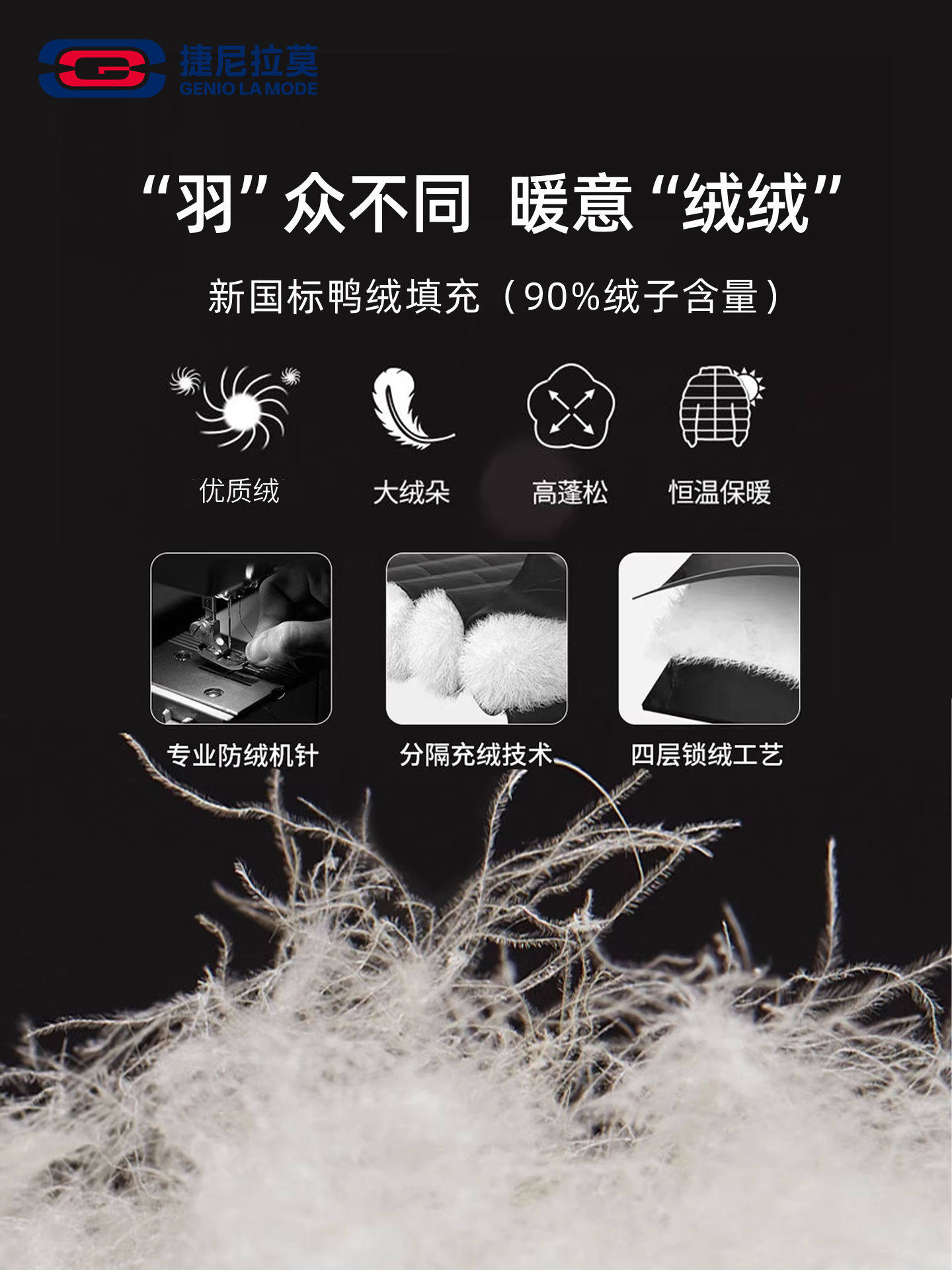 Geniolamode Maillard Cleanfit Men's down Jacket Winter Warm Trendy American-Style Jacket