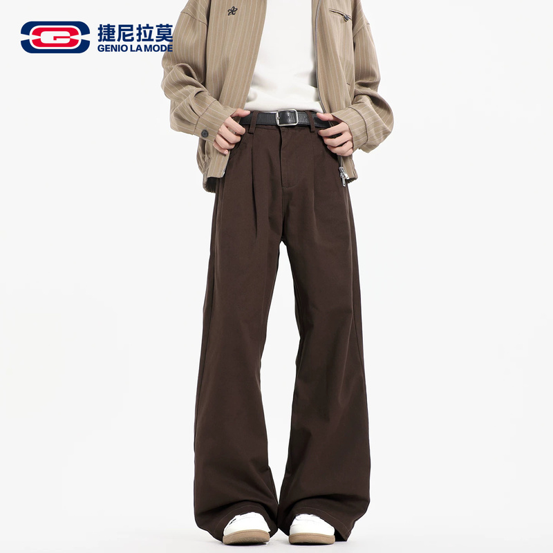 Geniolamode Retro Pure Cotton Cleanfit Coffee-Colored Straight-Leg Dress Pants Men's New Autumn Casual Trousers Geniolamode Retro Pure Cotton Cleanfit Coffee-Colored Straight-Leg Dress Pants Men's New Autumn Casual Trousers