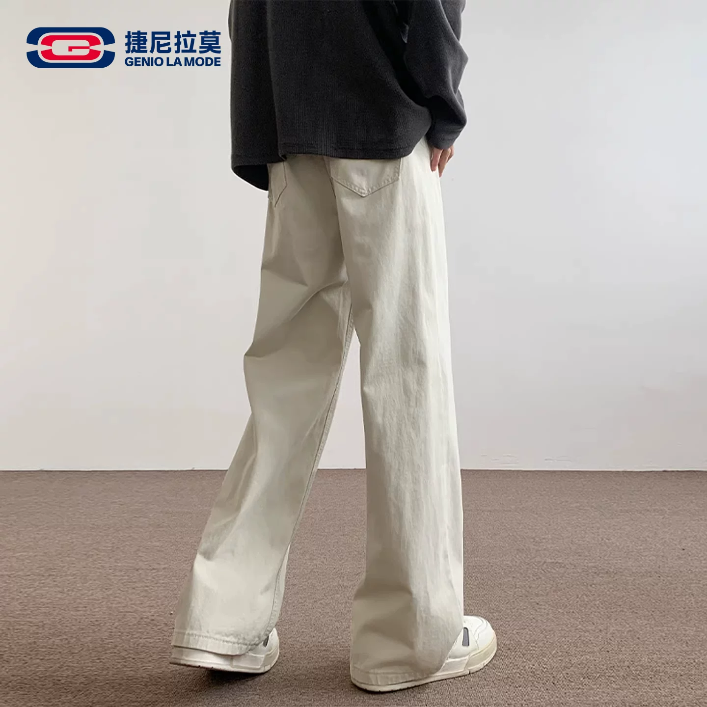 [Yunqi Hao Yiran Endorsement] GENIOLAMODE off-white cotton work casual pants men's spring and summer straight pants