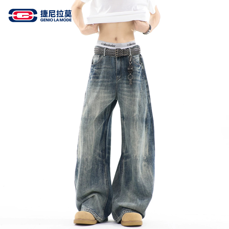 [Endorsement by Yunqi Hao Yiran] Geniolamode American-Style Scimitar Jeans for Men, New Summer Wide-Leg Pants