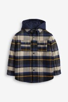 British NEXT childrens clothing winter new boy big boy blue plus velvet square hooded shirt jacket parent-child outfit